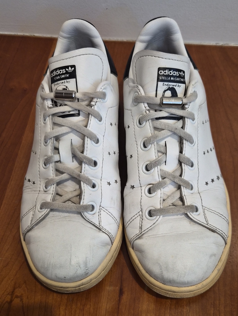 Adidas Men/Womens White and Black Stan Smith Sneakers By Stella Mc Cartney